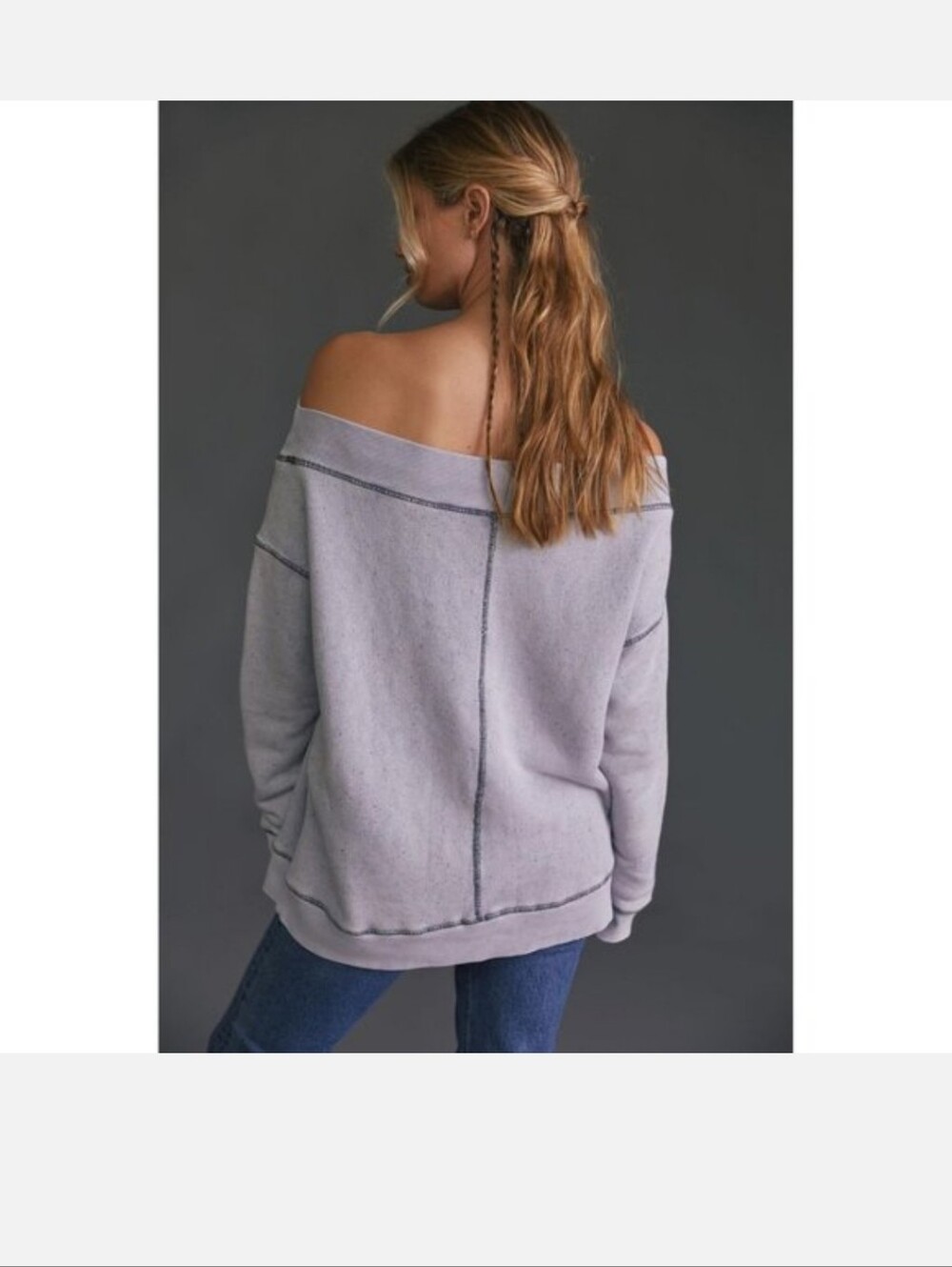 Anthropologie Pilcro Off-the-Shoulder Purple Slouch Off The Shoulder Sweatshirt